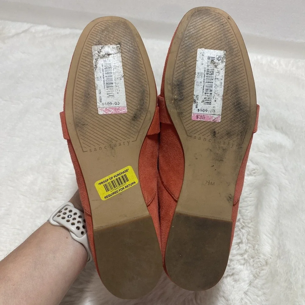 Sanctuary Sass 2.0 Orange Suede dOrsay‎ Loafer Flats Pointed Toe Size 7.5M